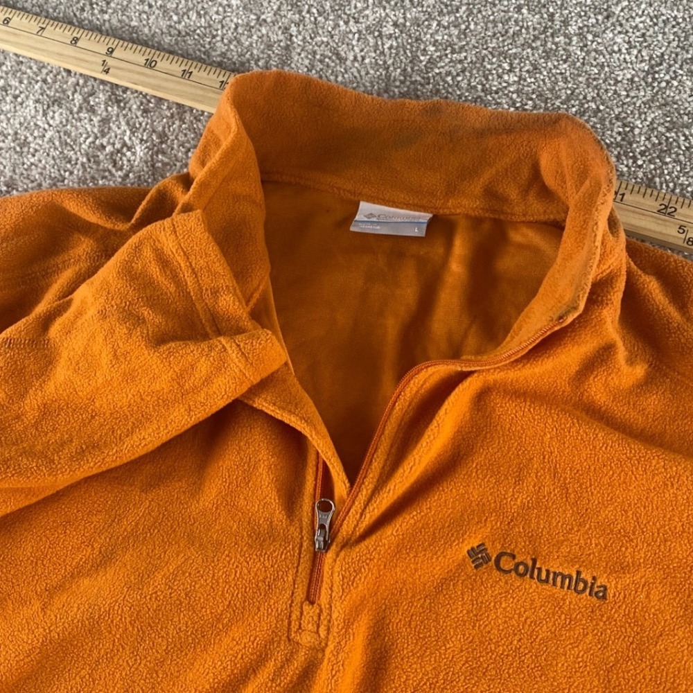 Columbia Mens Orange Fleece Quarter Zip Pullover Sweater Large AM6558